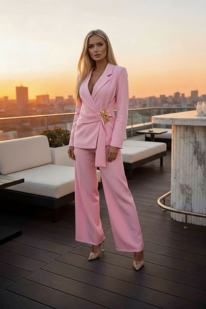 TRIGGIANO - Set due pezzi blazer e pantalone palazzo