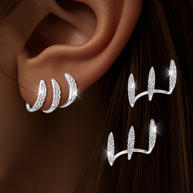 Orecchini Eleganti con Strass a Tre Artigli