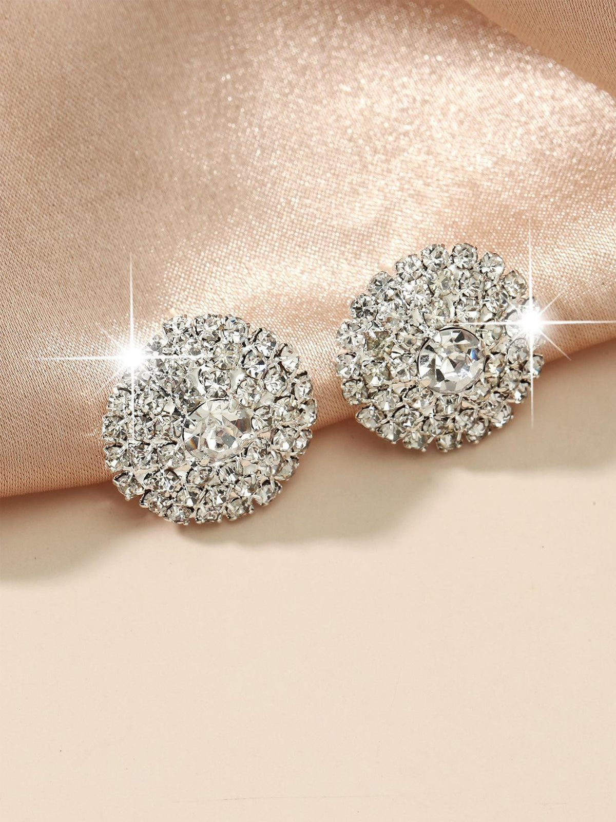 Shining Round Ear Studs With Rhinestone