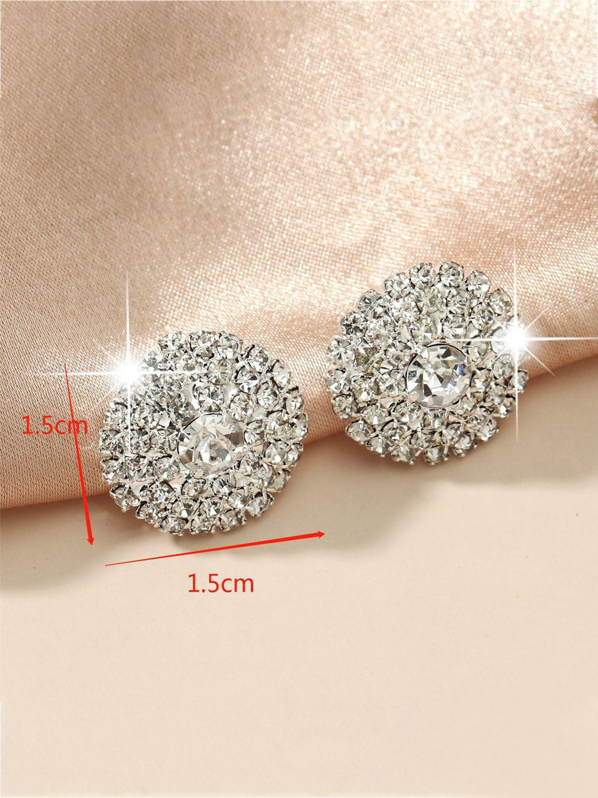 Shining Round Ear Studs With Rhinestone