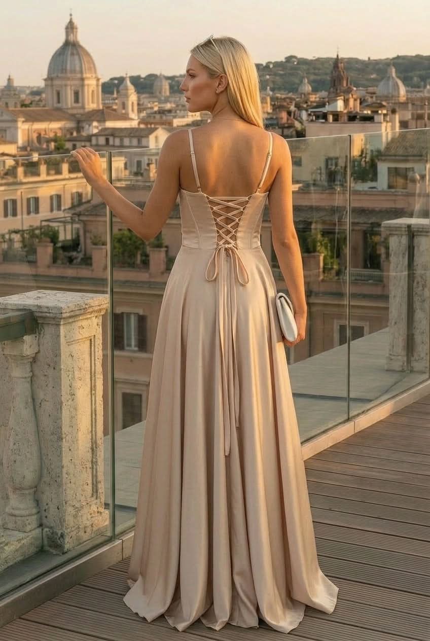 CORINALDO - Abito lungo effetto satin elegante